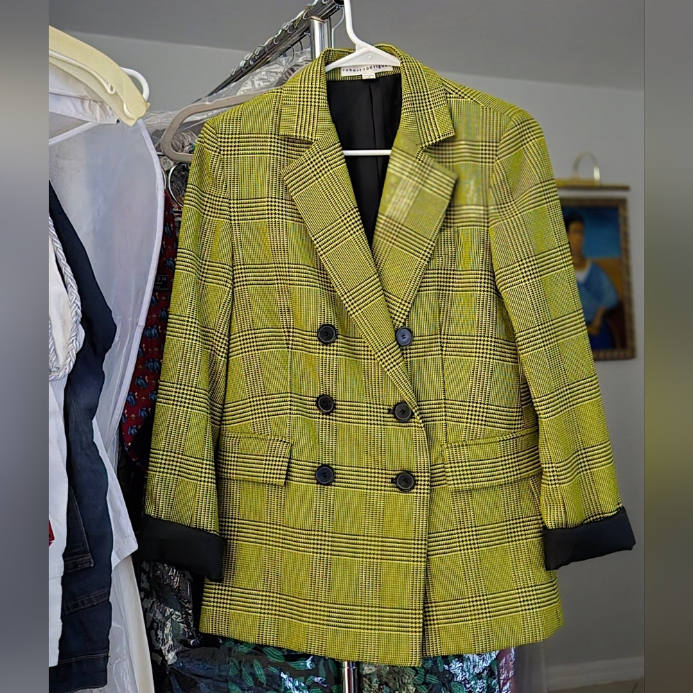 Robert Rodriguez plaid yellow blazer